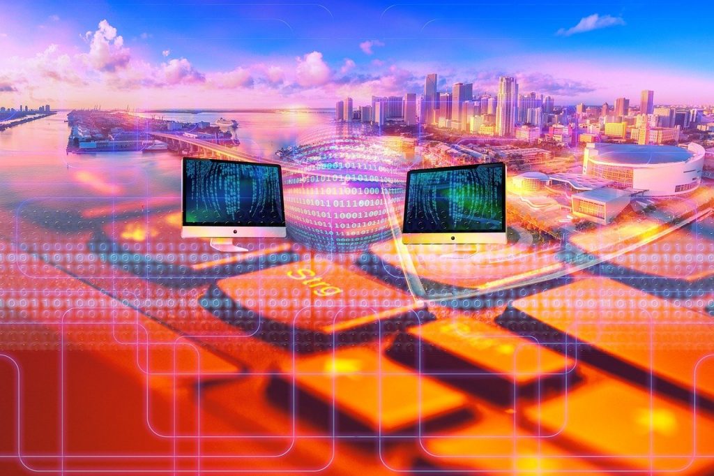 city, panorama, keyboard